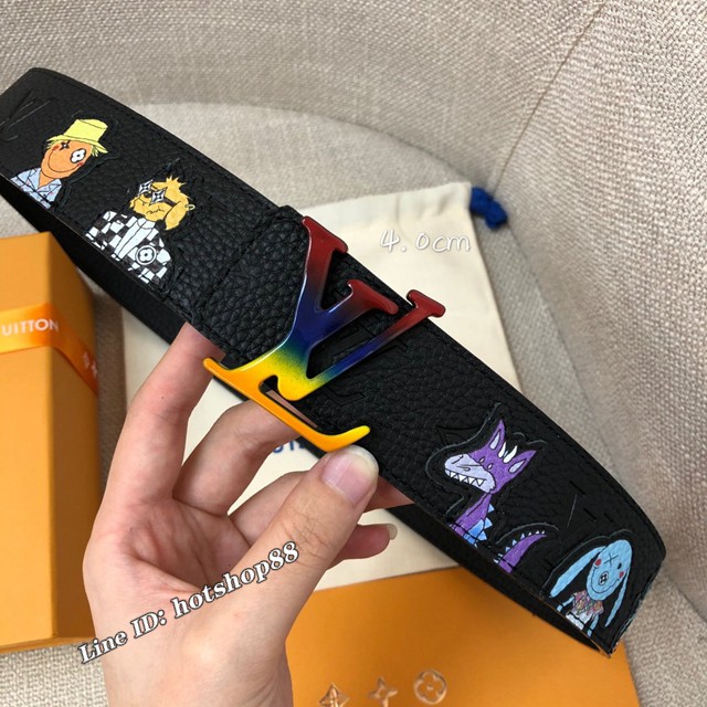 LV新款男士皮帶 路易威登驢家與六個公仔小夥伴的故事系列腰帶  jjp2767